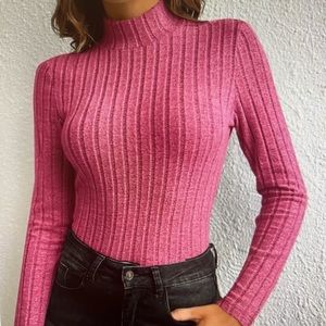 NEW Shein Rasberry Long Sleeve Mock Neck